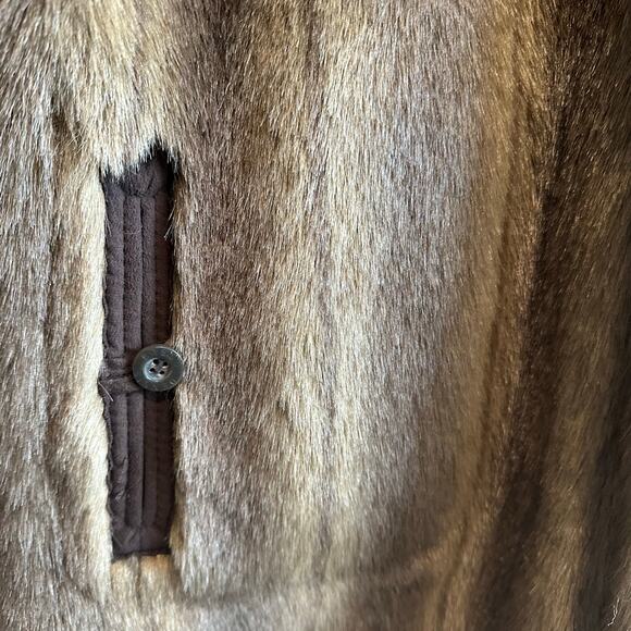 Dennis Basso Reversible Faux Suede and Fur Hooded Coat Brown M - Picture 12 of 14